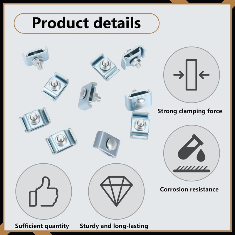 AojSup 50 Pack Splice Washer Kit, Reinforced Joint Clamp Grid Wall Clips, Cord End Connector for Mesh Cable Tray Wire Shelf Kit, Steel Bracket Hardware Fit 4mm-6mm Dia. Basket Cable - Image 3